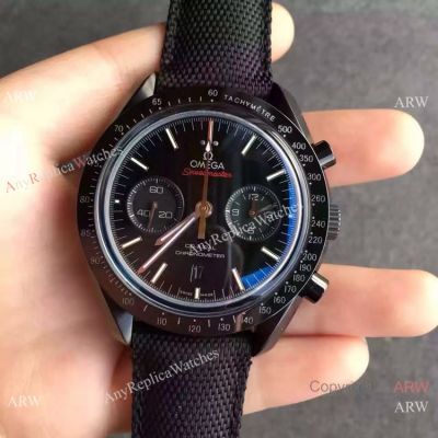 Swiss Omega Speedmaster 9300 Solid Black Leather Strap Replica Watch